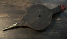 Vintage Working Fireplace Bellows Press Brass wood Handles Red Leather 17   