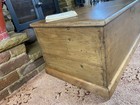 Old Antique Pine Chest  Vintage Wooden Storage Trunk  Blanket Box  Coffee Table 