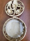 Vintage Small Jewelry Trinket Box Goldtone Floral Pattern  3 Inches  1 5 Deep