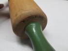 Vtg Munising Wood Rolling Pin With Green Handles   Unknown Wood With Red Handles