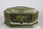 Victorian English Howell James Silver Plate Black green Tea Casket Pietra Dura