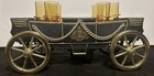 Vtg Musical Carriage Bar Set Liquor Decanter Set W  Original Amber Shot Glasses