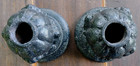 2 Antique Black Cast Iron Garden Fence Post Finials Toppers Bases