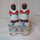 Early American African American Salt And Pepper Ladies Shaker Set Nib