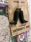 Antique Miniature Miner s Boots Fobs From Compressed Anthracite Coal -orig Card