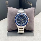 Bulova Marine Star Blue Chronograph Dial Stainless Steel Men s Watch 98b301
