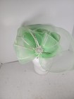 Hi s Choice Green Sinamay Fascinator Hat - Church Derby Wedding Millinery Veil