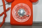 Vintage Itt Orange Table Desk Rotary Dial Telephone Retro Phone Functional