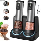 2pcs 100ml Rechargeable Electric Salt  pepper Grinder Set Automatic Mill Shaker
