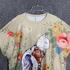 Emery Rose Floral Cat Top Women 4xl Cap Dolman Sleeve Poly Blend
