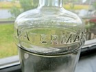 Waterman s Ink 32 Oz Glass Bottle Container Clear Flared Lip Embossed Lettering