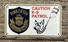 Nos Vintage Pinkerton Security Service Warning Sign German Shepherd K-9 Patrol