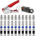 Coaxial Compression Tool Kit Crimper Wire Stripper Tv Coax Cable Cctv Repair New