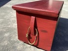 Antique 1830s Seaman   s Chest Casters 44x16x16 Till Box Red Copper-oxide Paint
