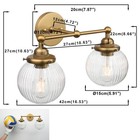 2-light Indoor Boho Vanity Wall Sconce With Striped Round Glass  Brass Gold M   