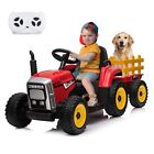 Electric Kids Ride On Tractor With Trailer 12v Battery Powered Car Toy W  Remote