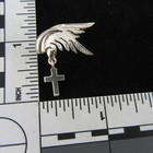 Vintage Sterling Silver Angel Wings   Cross Lapel Pin Brooch Signed Ci