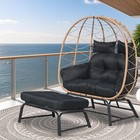 Outdoor Double Egg Chair Patio Chairs With Ottoman 680lbs Capacity For 2 Person
