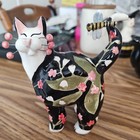 Annaco Creations Amy Lacombe Whimsiclay Fancy Felines    2003 Black With Flowers