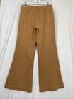 Vintage 70 s Orange   Neon Teal Plaid Wide Leg Pant Trouser Size Womens Size 28