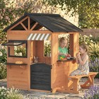 Outdoor Playhouse  Wooden Kids Playhouse With Play Kitchen And Bench