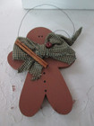 10  Wood Gingerbread Man Handmade Christmas Decoration   Vintage  Style L3