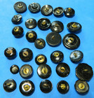 Lot Brass Shank Antique Victorian Black Glass Buttons Facetted  
