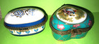 Porcelain Lot Of 2 Jewelry Trinket Boxes Imperial Garden Miniature Stash Heart