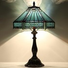 Vintage Tiffany Style Mission Stained Glass Table Lamp Bedside Reading Light