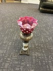Fenton Vintage Art Glass Honeysuckle Opalescent Coin Dot Lamp Oil Wick
