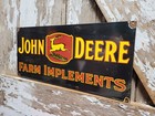 Vintage John Deere Porcelain Sign Old Farming Tractor Dealer Sales Service Store