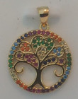 925 Sterling Silver Czs Tree Of Life Small Pendant For Necklace 16mm Gold Plated