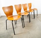 Mid Century Danish Modern Dining Chair Set 4 Oak Bentwood 1977 Mh Stahlmobler