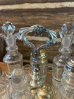 Victorian Cruet Set Footed Silver Plate With Cut Crystal Glass