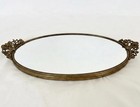 Vtg Stylebuilt Gold Ormolu Vanity Mirror Oval Tray Rose Handle Hollywood Regency