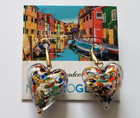 Italian Multicolored Murano Glass Heart Drop Earrings Pendant Gold Plated New