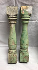 One Vtg Pair Thick 3x16 Shabby Green Spindles Porch Balusters Old Chic 180-23b