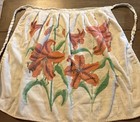 Vintage Half Apron 1970s Terry Cloth Material Aprons  2   Reds And Yellow Floral