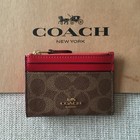 New Coach Cw870 Signature Mini Skinny Id Case Coin Purse Khaki Terracotta Imygs