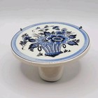 1961 Delft Holland De Defltse Pauw Blue white Flower Basket Disk Trivet Wall Art