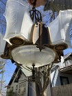 Antique Art Deco Slip Shade Ceiling Light Chandelier Missing Shade  restoration 