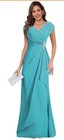 Chiffon Mother Of Bride Mermaid Plated Long Formal Dress Size 12 Blue