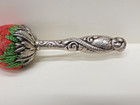  17 Victorian Strawberry Pin Cusion With Sterling Handle