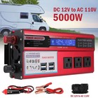 Car Power Inverter 5000w Dc 12v To Ac 110v Pure Sine Wave Solar Converter 4 Usb
