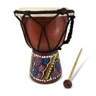6  Hand Carved Wooden Djembe Drum With Beater     African Style Bongo Percussion