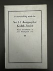 Kodak Junior No  1 Autographic Camera Instruction Manual - Vintage