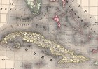 1891 Antique Caribbean Map West Indies Map Cuba Puerto Rico Jamaica Map 2368