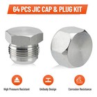 64 Pcs 37   Jic Cap   Plug Kit  Hydraulic Hose Tube   Pipe Fitting Set  45  Steel