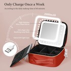 Portable Travel Makeup Train Case With Led Mirror Cosmetic Organizer Bag Women