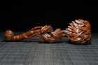 Chinese Collection Boxwood Hand-carved Exquisite Cicada Ruyi Statue